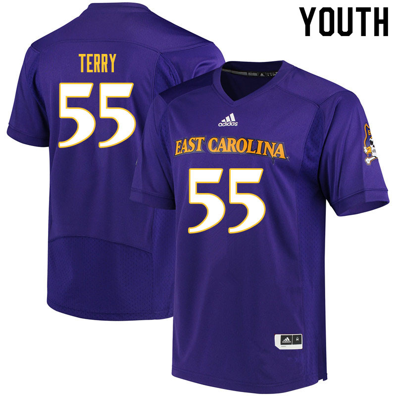 Youth #55 Dre'Shuwn Terry ECU Pirates College Football Jerseys Sale-Purple